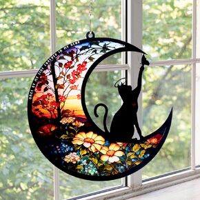Cat Memorial Gifts for Loss of Cat, Cat Memorial Ornament, Pet Memorial Gifts, Cat Ddecor for Cat Lovers, Pet Memorial Ornament, Pet Loss Gifts, Cat Suncatcher, Personalized Cat Ornament for Windows