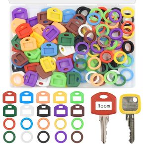 120 PCS Key Caps Covers Tags Set Key Color Covers Key Caps Tags Covers Key Tags Identifiers Key Identifier Rings for House Keys Organization