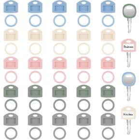 40 Pieces Key Covers Caps, Key Identifiers Key Caps Tags Round and Square House Key Cover for Keys Organization(5 Color)