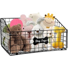 Geyecete Toy box for dogs large Dog Toy organizer Pet wire folding basket dog toy container dog toy box-Chew-Proof Dog Food Toy Storage Container Cat and Puppy Toy Bin Organizer