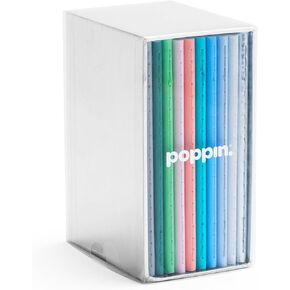 Poppin Small Notebooks - Set of 10 Mini Notebooks, Assorted Colored Pocket Journals in a Metallic Gift Box, Leather-like Cover with Stitched Binding, 64 Ruled Pages, Perfect for Sketching, Journaling, and Gifting (Assorted Pastels)