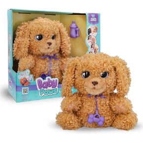 IMC Toys Baby Paws - Interactive Labradoodle Plush Toy Puppy & Backpack Carrier, with 15+ Sounds & Reactions, Gifts for Kids, Ages 4+