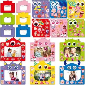 Valentines Picture Frame Craft Kits Monster Photo Frame Crafts for Kids Valentine's Day Home Classroom DIY Art Activities Party Decoration Favors 24Pack