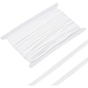 MAYJOYDIY 15 Yards White Twist Lip Cord Trim, 3/8 Inch Twist Rope Cord with Lip Polyester Edge Piping Trim Cord Rope Embellishment for Sewing Clothing Pillows Lamps Draperies