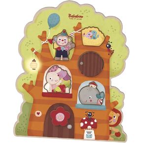 Treehouse Discovery Game Puzzle | 12+ Months | Size 11" x 9" x 3/4" | Shape Relationship Understanding | 6 Piece Puzzle | Playtales Included | Wood Toys Collection |