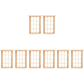 Angoily 1: 12 Scale Dollhouse Windows, 8 PCS Simulated Twelve Lattice Miniature Wooden Windows Frame Photograph Props, Doll House Windows Furniture Model, DIY Dollhouse Bedroom