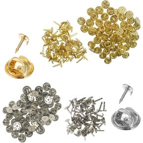 YuCool 120 Pairs Butterfly Clutch Pin Backs for Crafts - Nickel-Plated Brass Tie Tacks, Jewelry & Badge Making Kit (60 Silver + 60 Gold) | 8mm x 4mm Durable Metal Clasps