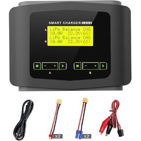 LiPo Battery Charger Dual RC Charger Discharger 10A Fast Balance Battery Charger for 1-6S LiPo LiHV Li-ion Life 1-15S NiMH NiCD PB Smart Battery RC Car Drone, Large Screen