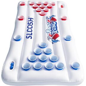 SLOOSH Summer Pool Games Inflatable Pong Table Float for Adults 6x3 FT Party in Summer Pool Floats, Pool Lounge Floating Raft Toys and 10 Pong Balls, Inflatable Party Fun Games