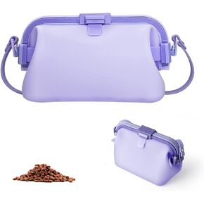 Dog Treat Pouch, Silicone Dog Treat Training Pouch, Upgraded Treat Pouches for Pet, Portable Dog Treat Bags with Clip and Strap(Purple)