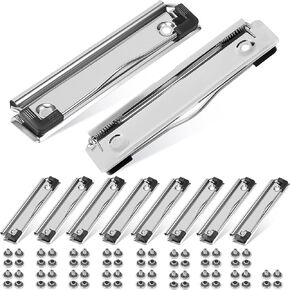 Clipboard Clips 10 Pack Metal Clipboard Clips with Rubber Feet Clipboard Hardware Document File Board Clips Rubber Grip for Office (Included 30 Piece Rivets)