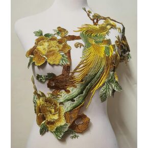 1PCS Yellow Flower Large Embroideried Fabric National Trend Applique Patch Sew Clothes Accessories