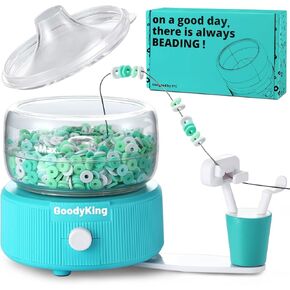 Goody King Electric Bead Spinner for Bracelet Making Kit - Clay Bead Spinner for Clay Bead Bracelet Kit, Bracelet Maker with Needles, Gift for Girls, Applicable for Different Kind of Beads (Teal)