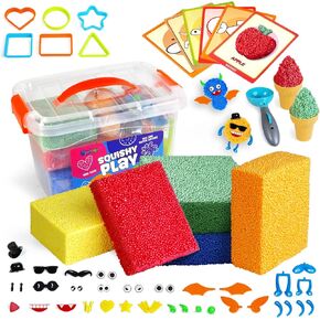 Modeling Clay Foam Beads Play Kit, 5 Blocks of Sensory Toys for Kids Fine Motor Skills Toys, Preschool Educational Learning Toy