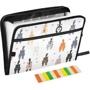 Cat's Butts File Folders,Plastic Folders with 13 Pockets,Expandable File Folder for Documents School Students Office,Aesthetic Folder with Labels A4 Letter Size