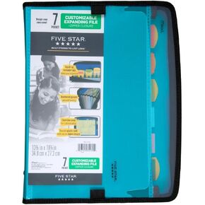 Five Star Expanding File Folder with Zipper, 7 Pocket - Multicolor