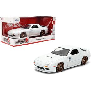 Jada Toys JDM Tuners 1:24 Scale Die-Cast 1985 Mazda RX-7 (FC) Volk Racing, Opening Doors, Detailed Interior, Rubber Tires, Collectible for Ages 8+(White)