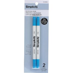 Simplicity 30-00036 Water Soluble Marking Pens with Fine and Medium Tips, Blue Ink, Set of 2