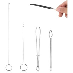 4pcs Rope Threader, Drawstring Threader Tool Set Loop Turner Sewing Tool Metal Drawstring Threader Tool Waist Band Threader DIY Rope Threader Clip for Hoodies Shorts Sweatpants