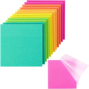 Mr. Pen- Plastic Sticky Notes, 3"x3", 12 Pads, 600 Sheets, Vivid Palette Sticky Notes, Sticky Note, Self-Stick Note Pads, Sticky Pads Sticky Notes Aesthetic, Colorful Sticky Notes Bulk Sticky Notes