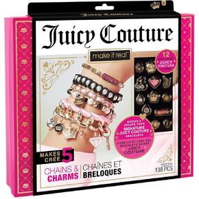 Make it Real: Juicy Coture Chains & Charms, DIY Bracelet Kit, Includes 12 Juicy Coture Charms, Makes Up to 5 Bracelets, Helps Young Girls Develop Fine Motor & Visual Skills, For Ages 8 and up