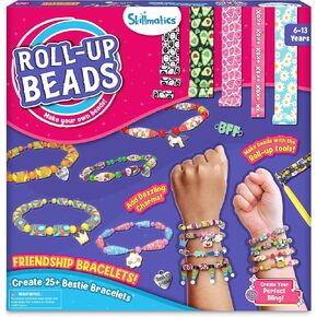Skillmatics Craft Activity - Roll-Up Beads Friendship Bracelets DIY Kit, 400+ Charms & Beads, Jewelry Making Kit, Create 25+ Bracelets, Gifts for Kids Ages 6, 7, 8, 9, 10, 11, 12, 13