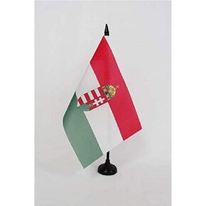 Kingdom of Hungary 1920-1946 Table Flag 5'' x 8'' - the Regency Desk Flag 21 x 14 cm - Black plastic stick and base - AZ FLAG