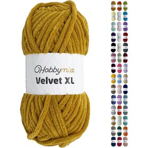 Velvet XL - Chenille Yarn for Crocheting - 100g / 74yds - (6) Super Bulky Yarn - Fluffy Yarn for Crochet - Plush Soft Yarn for Crocheting Baby Blankets (1455 - White, 1 Skein)