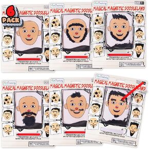 ArtCreativity Magnetic Face Doodle Board - 6 Pack - Magnetic Drawing Board for Kids - Create Different Hair and Beard Styles - Magnetic Travel Games - Retro Toys from The 90s - Easter Basket Stuffers