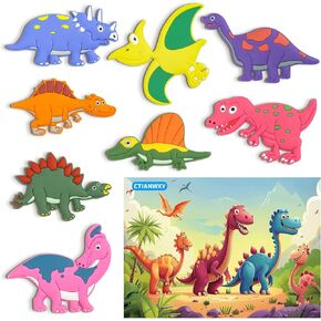 Dinosaur Fridge Magnets for Toddlers,8PCS Full Back Magnetic Educational Refrigerator Magnets for Kids,Cute Rubber Magnets for Babies & Learning Toys