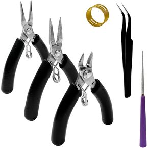 5 Pcs-Stainless Steel Jewelry Pliers Tool Set (Black)