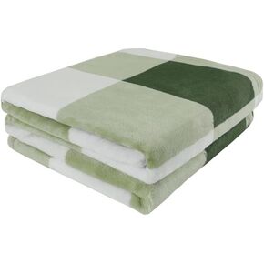PiccoCasa Pet Dog Blanket, Flannel Fleece Puppy Blanket, Plaid Sofa Bed Rug Blankets for Small-Medium Dogs Cats Doggy Sleeping Mat, 30 x 40 Inches, Green and White