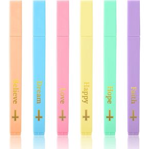 6Pcs Aesthetic Highlighters, No Bleed Highlighters Assorted Colors, Macaron Colors with Soft Chisel Tip, Cute Aesthetic Highlighter for Marking Painting Journaling