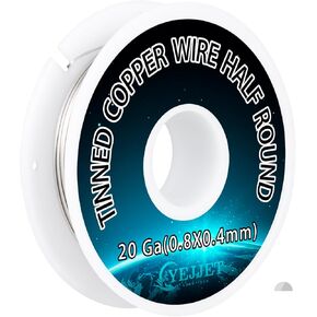 50 Ft Tinned Copper Wire Half Round 20 Gauge 1.3 oz Tinned Copper Wire for Jewelry Making