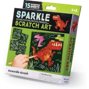 Crocodile Creek Magical Friends Sparkle Scratch Art for Kids - 16-Sheet Scratch Art Set with 10 Themed Sheets, 5 Blank Sheets, Stencil, and Stylus - Thoughtful Stocking Stuffers, Art Supplies for Kids