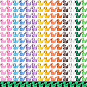 Junkin 700 Pcs Mini Resin Duck Glowing in The Dark Little Tiny Ducks Miniature Figures Dollhouse Ornament Potted Plants Cake Decoration DIY Craft Charms for Party Toys Favors 14 Colors