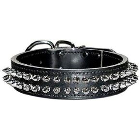 Leather Brothers 6021-BU21 1.5 x 21-Inch Protector Close Spiked Dog Collar, Large, Burgundy
