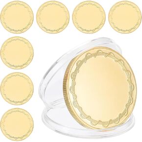 PATIKIL 8pcs Blank Coins for Engraving, 40mm Coin Blanks Laser Engraving Blanks Custom Challenge Coins Polished Metal Disc Circle Round Plate for Laser Engraving Stamping, Gold Tone
