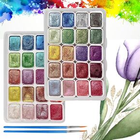 Forestry Shifting Watercolor Painting Set,Forestry - Color Shifting Watercolor Paint Set,20 Colors Watercolor Painting Set,Shimmer Metallic Colourful Paints Set,Metallic Watercolor Paint Set (2 PCS)