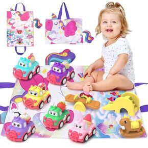 Toddler Girl Toys,10 PCS Car Toys with Playmat/Storage Bag,Toys for 2 3 4 Year Old Girl,Toy Cars for Toddlers 1-3 2-4,2 3 4 Year Old Girl Birthday Gift Christmas