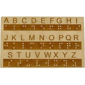 Creative Escape Rooms Made in USA - Wood Braille Alphabet Board with Raised Dots - Great Montessori Educational Tool for All Ages - for Visually Impaired and Sighted