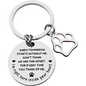 Pet Memorial Keychain for Pets Dogs Cats Lover Owner Pet Bereavement Remembrance Gift When Tomorrow Starts Without Me Paw Prints Jewelry Loss of Dog Pup Puppy Sympathy Gifts In Memory of Pet Gift