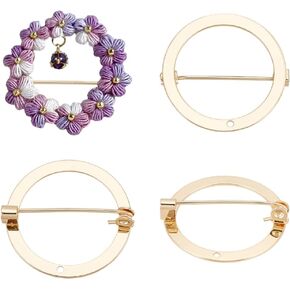 UNICRAFTALE About 4Pcs Metal Brooch Pin Backs Donut Brooch Base Safety Catch Pins Back Clasps Pin Light Gold Brooch with Hole for Name Badge Jewelry Making, 28.5mm
