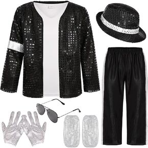 Kids Dance Star Costume for Boys 80s 90s Pop Stage Outfits for Halloween