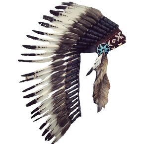 Native American Inspired Headdress - Handcrafted with Genuine Feathers and Beads