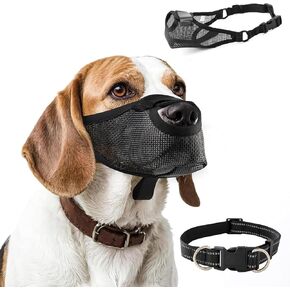 Dog Muzzle,Soft Air Mesh Muzzle for Small Medium Large Dogs,Soft Muzzles for Biting Chewing Fierce Barking,Breathable Muzzle with Adjustable Strap Front Opening Design.