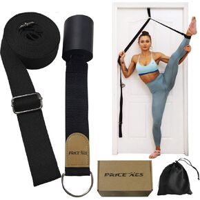 Leg Stretch Strap, Adjustable Leg Stretcher Band w/Door Anchor, Improve Leg Stretching Door Flexibility Trainer, Home Stretching Equipment for Yoga Ballet Dance Cheer Gymnastic Training