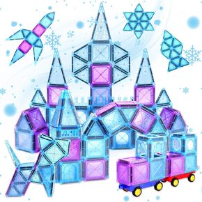BEBOAN 122 Pcs Magnetic Tiles Building Blocks Toy Sets Gift for Kids Toddlers Girls Boys Ages 3-5/4-8+, Large Magnets Montessori 3D STEM Stacking Educational Toys for Sensory Play Preschool Learning