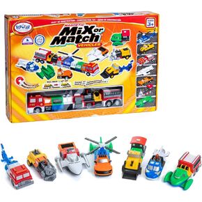 POPULAR PLAYTHINGS Mix or Match Vehicles Orange, Magnetic Toy Play Set, 21 Pieces