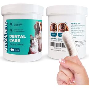 Dog Dental Wipes – 60 Count Natural Pet Dental Finger Wipes for Dogs, Cats – Odorless and Safe Dog and Cat Teeth Cleaning Wipes – Dental Wipes for Dogs Teeth Supports Dental Care, Gum Care